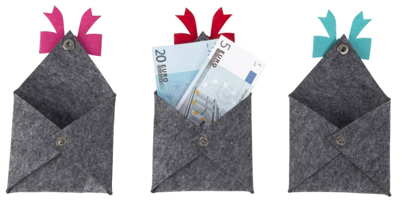 Filz Geschenk Umschlag mit Schleife im 3er Set