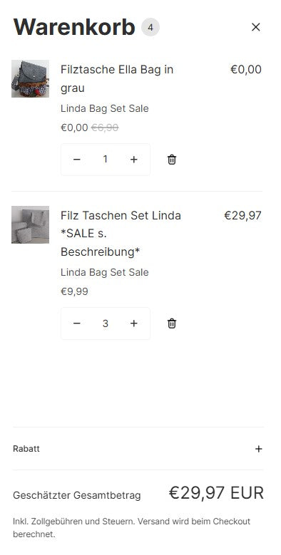 Filz Taschen Set Linda *SALE s. Beschreibung*